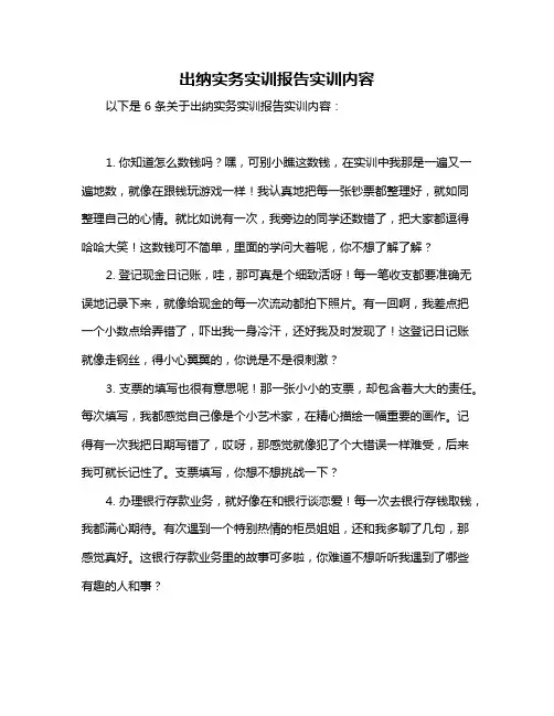 出纳实务实训报告实训内容