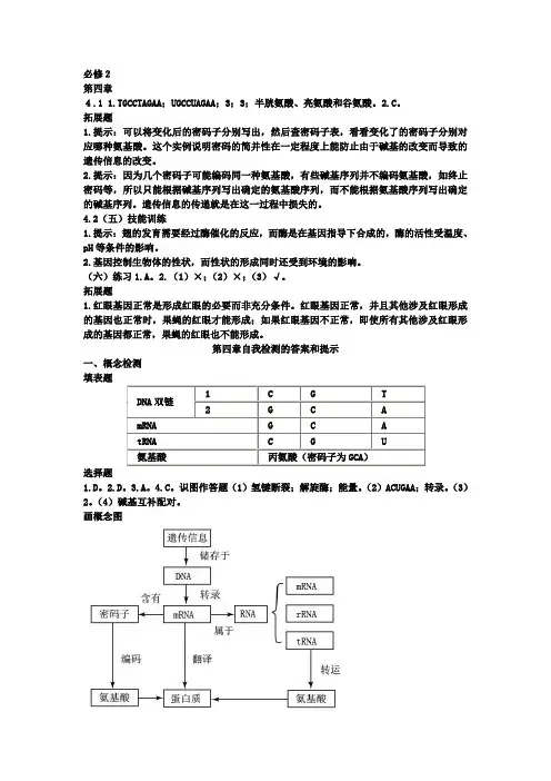 高中生物必修2课后习题汇总含参考答案