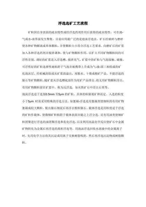 浮选选矿工艺流程