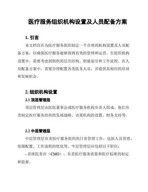 医疗服务组织机构设置及人员配备方案
