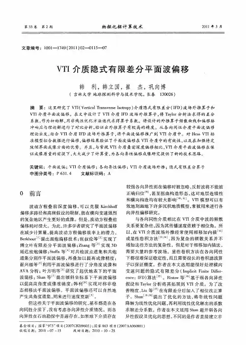 VTI介质隐式有限差分平面波偏移