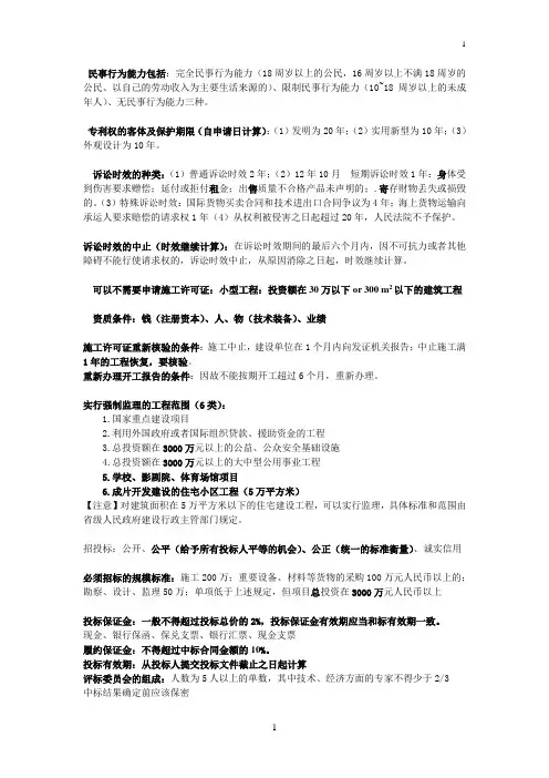 13年二建法规知识点