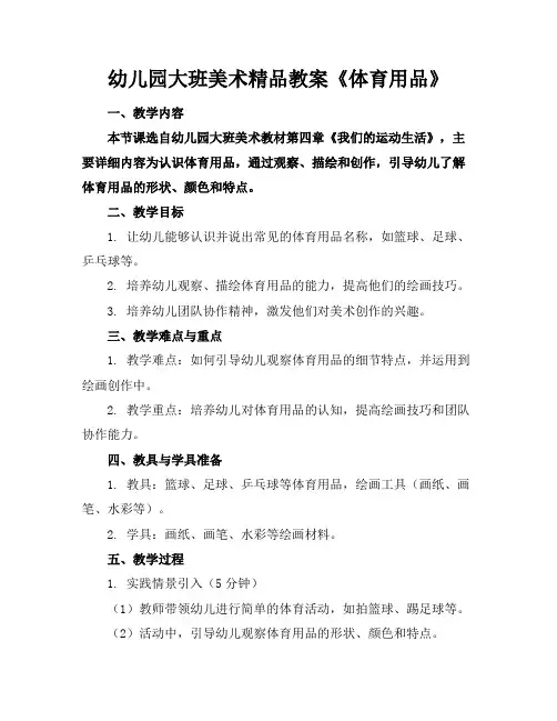 幼儿园大班美术精品教案《体育用品》