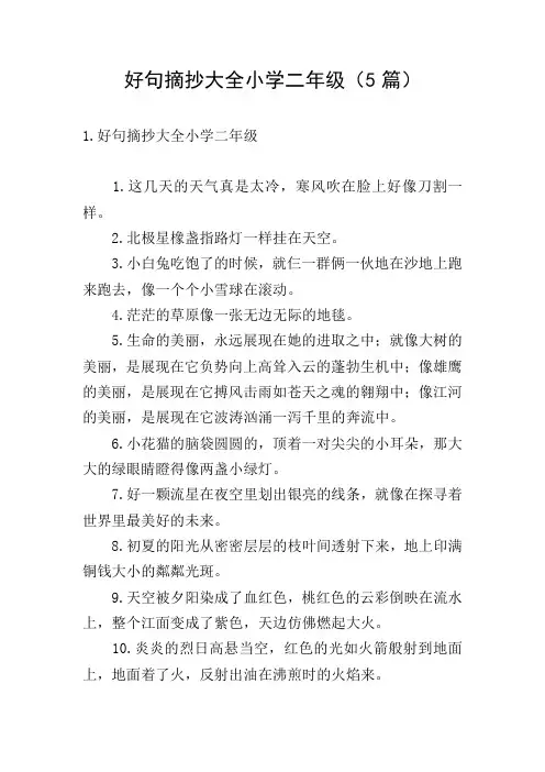 好句摘抄大全小学二年级(5篇)