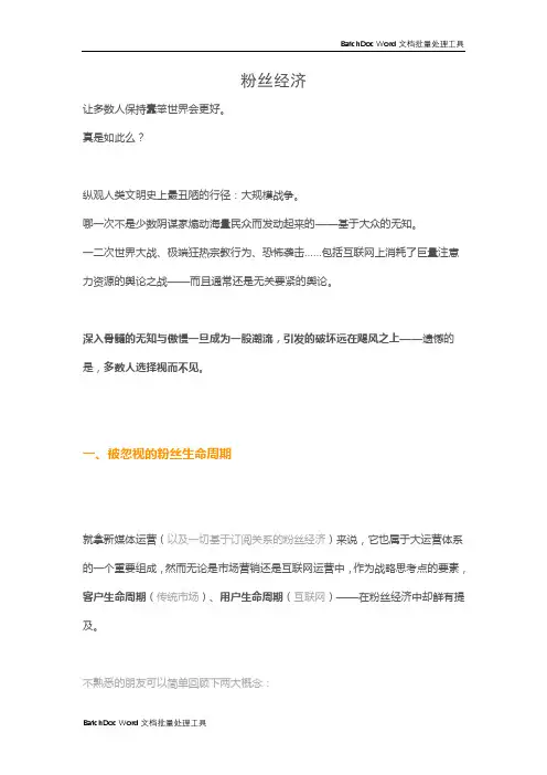 粉丝经济概述