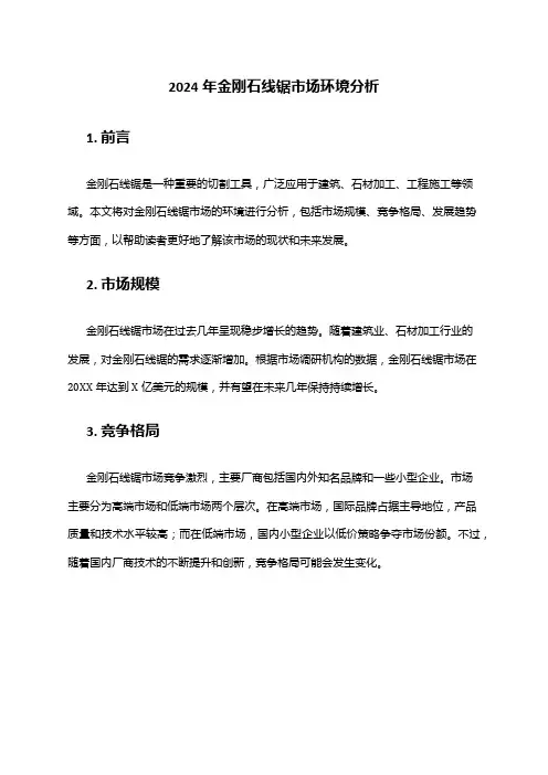 2024年金刚石线锯市场环境分析