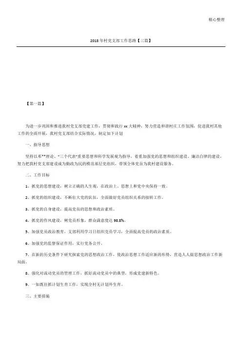 村党支部工作思路三篇
