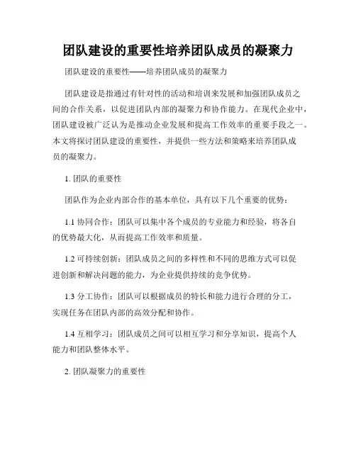 团队建设的重要性培养团队成员的凝聚力