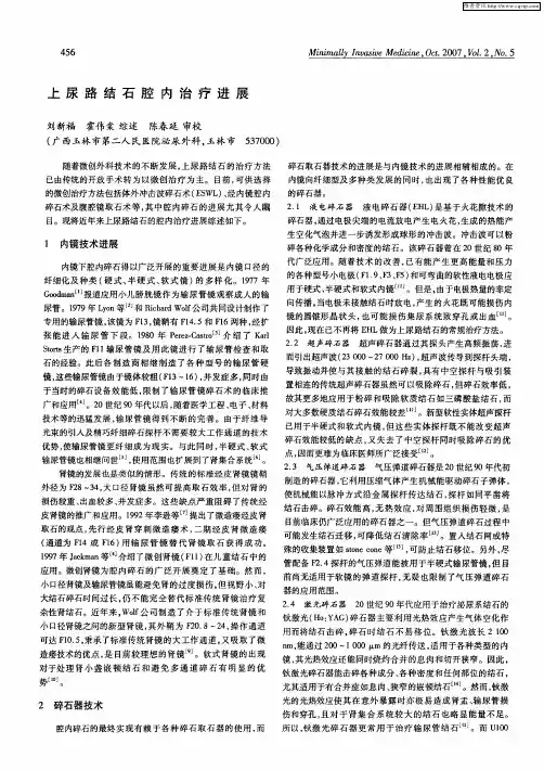 上尿路结石腔内治疗进展
