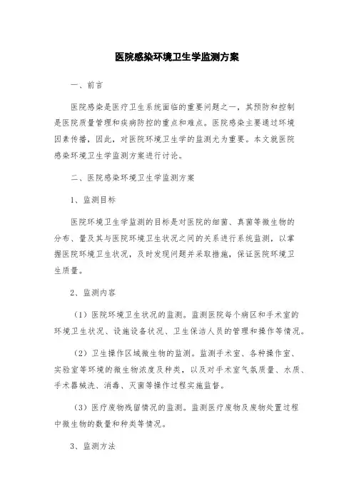 医院感染环境卫生学监测方案