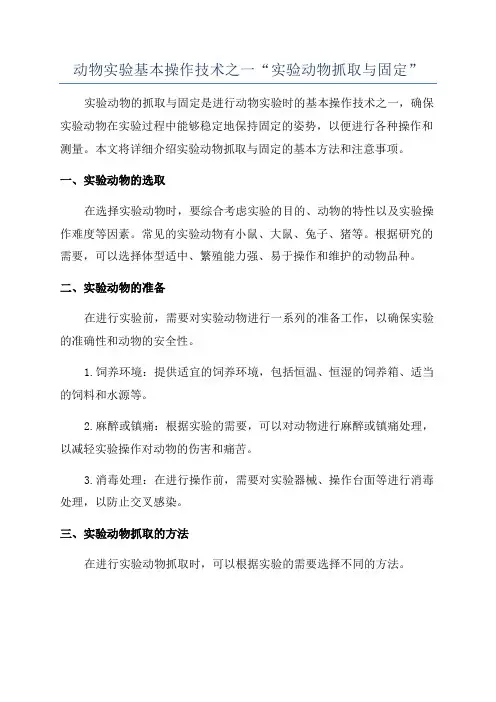 动物实验基本操作技术之一“实验动物抓取与固定”
