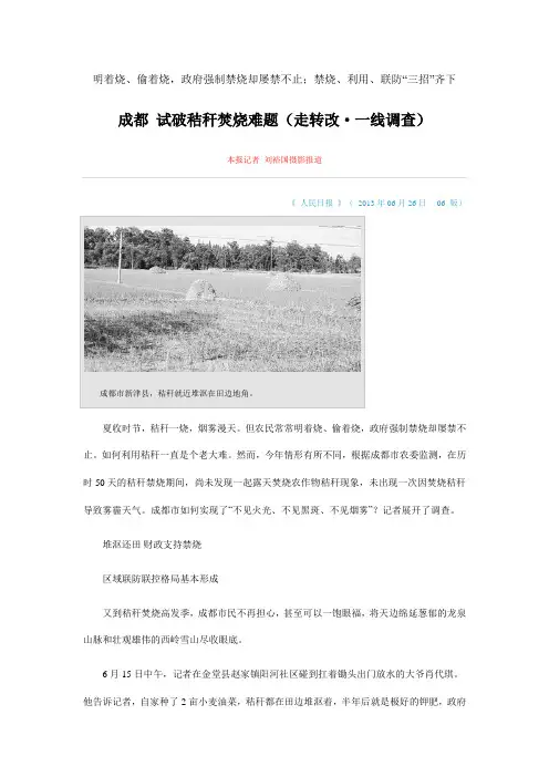 如何破解秸秆焚烧难题