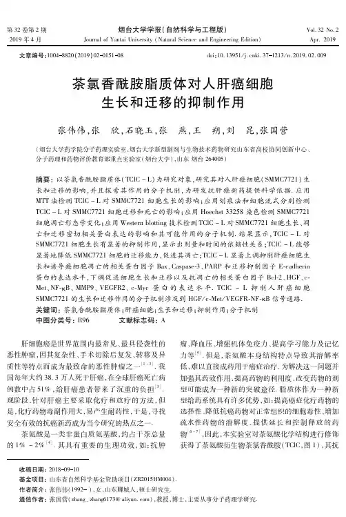 茶氯香酰胺脂质体对人肝癌细胞