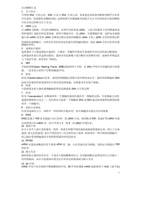 名词解释汇总（带答案）