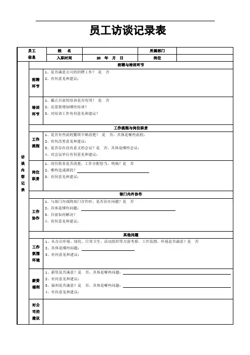 员工访谈记录表