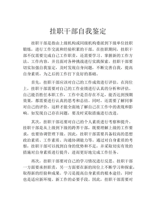挂职干部自我鉴定