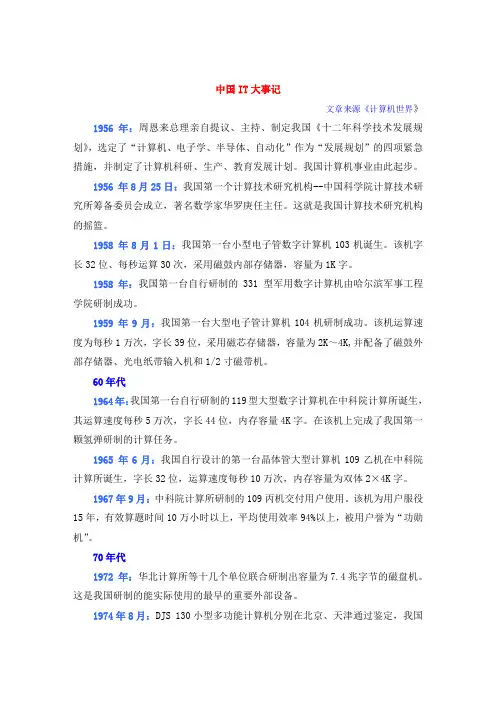 中国IT大事记