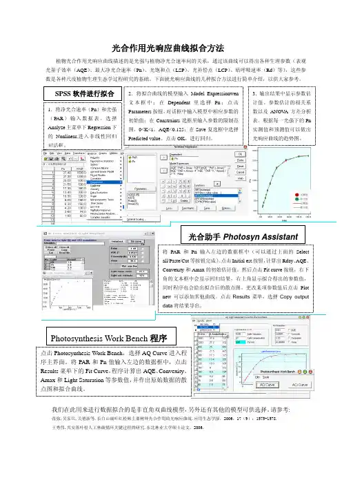 光合作用光响应曲线拟合方法