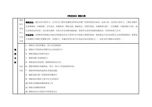 《网店实务》课程大纲