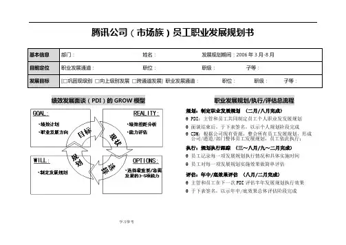 腾讯(市场族)员工职业发展规划书