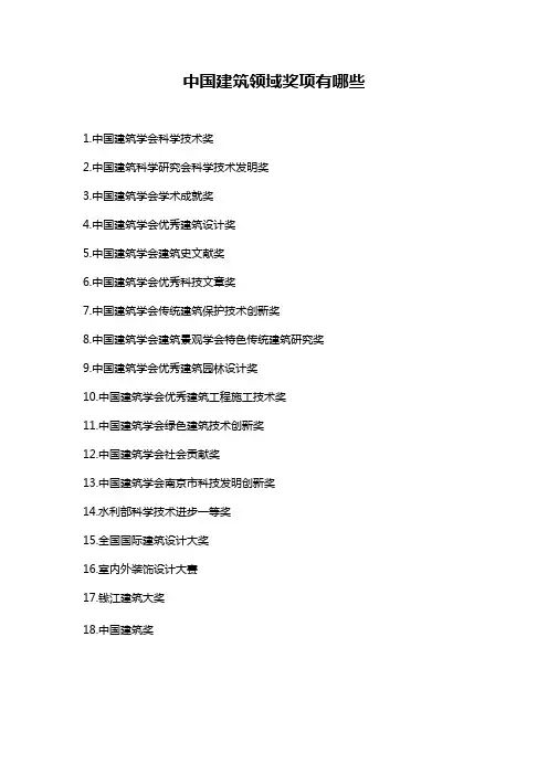 中国建筑领域奖项