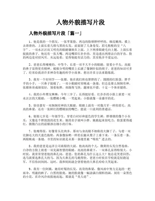 人物外貌描写片段