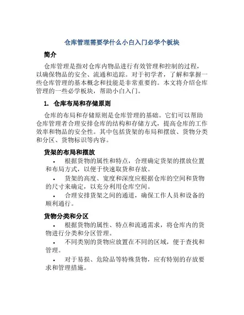 仓库管理需要学什么小白入门必学个板块