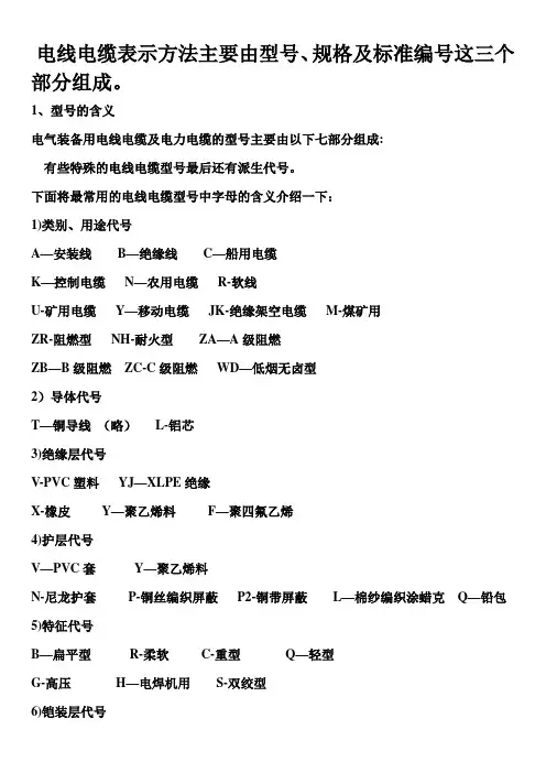 电线电缆的表示方法大全模板