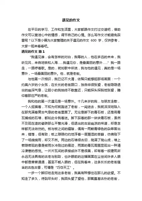 关于遇见的作文600字（通用70篇）