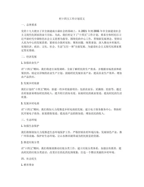 村十四五工作计划范文