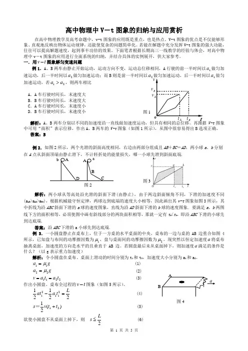 高中物理中V-t图象的归纳与应用赏析