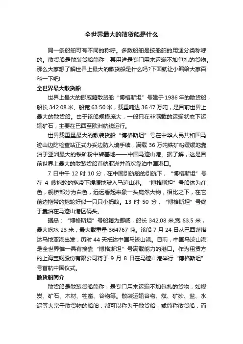 全世界最大的散货船是什么