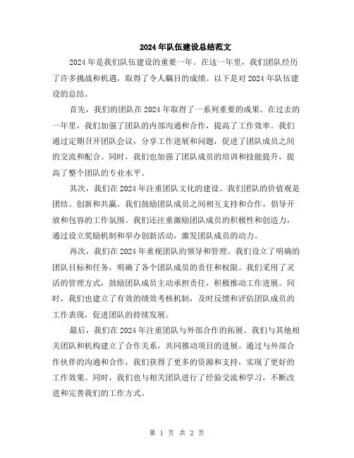 2024年队伍建设总结范文