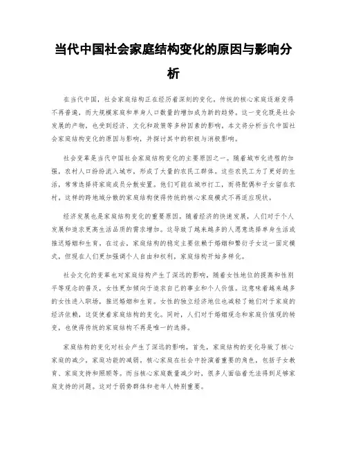 当代中国社会家庭结构变化的原因与影响分析