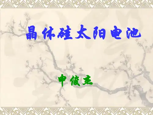 第九章 晶体硅太阳能电池 经典太阳电池基础课件
