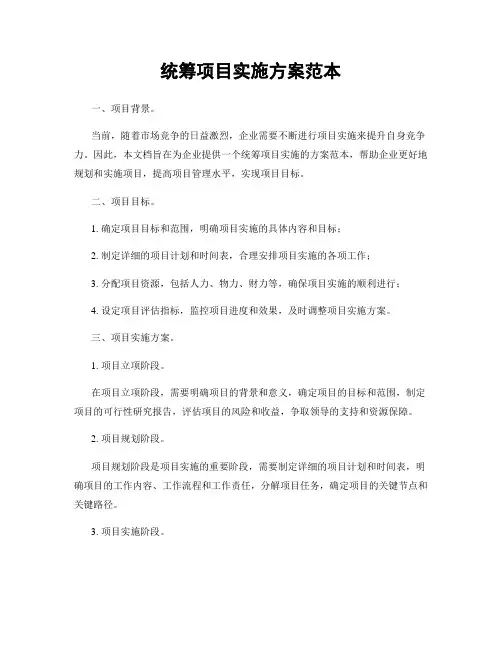 统筹项目实施方案范本