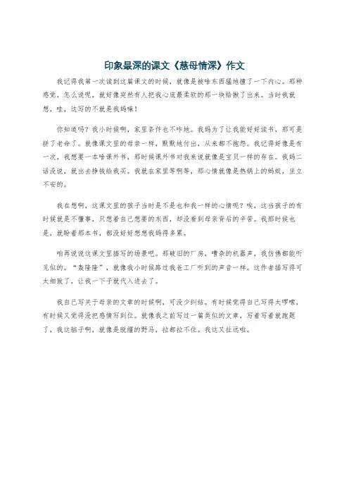 印象最深的课文《慈母情深》作文