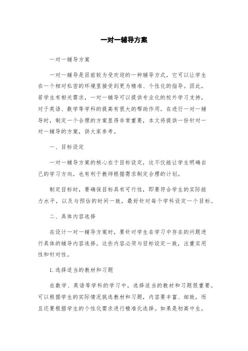 一对一辅导方案