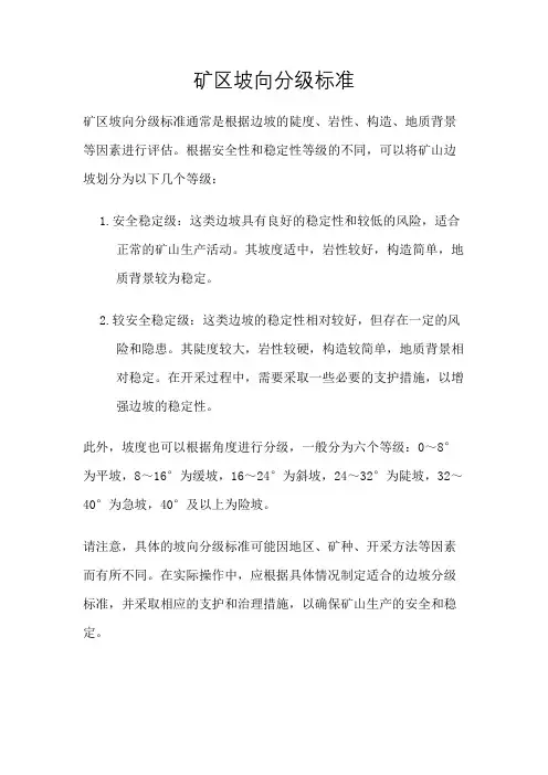 矿区坡向分级标准