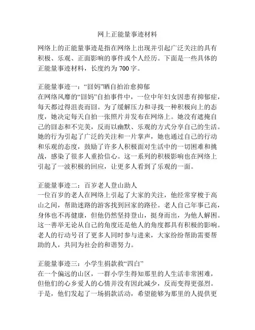 网上正能量事迹材料
