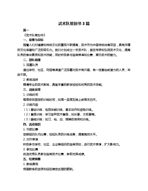 武术队策划书3篇