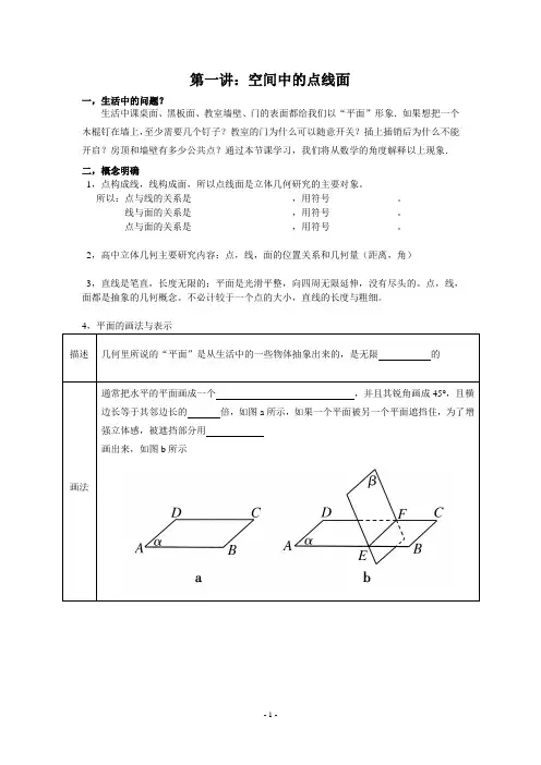 空间中点线面位置关系(经典)