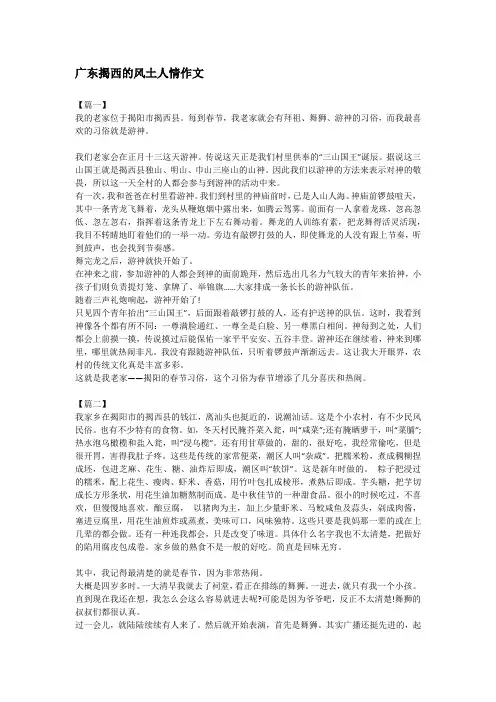 广东揭西的风土人情作文