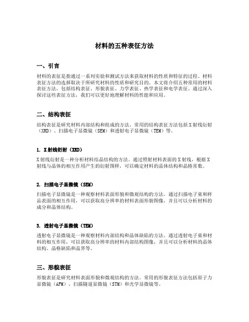 材料的五种表征方法
