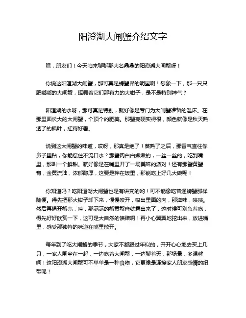 阳澄湖大闸蟹介绍文字