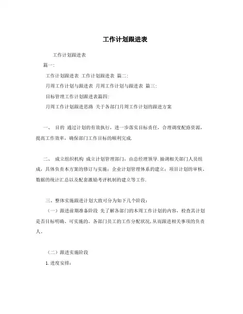 工作计划跟进表