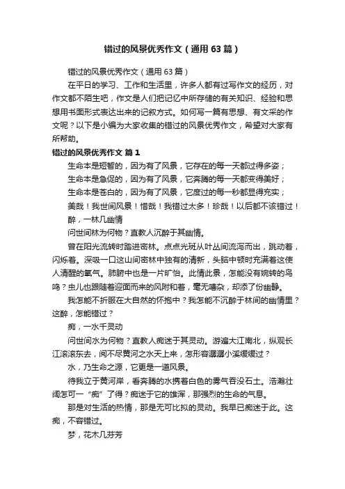 错过的风景优秀作文（通用63篇）