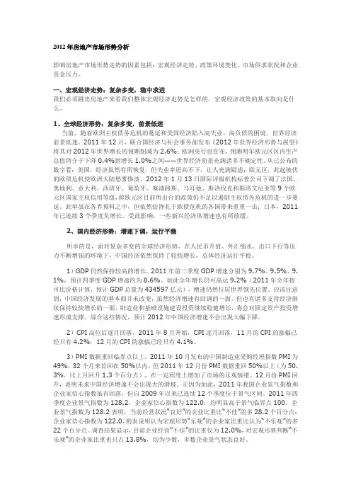 2012年房地产市场形势分析