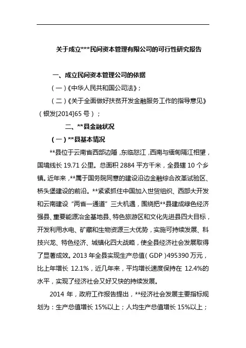 民间资本管理有限公司的可行性研究报告