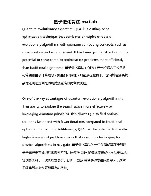 量子进化算法 matlab